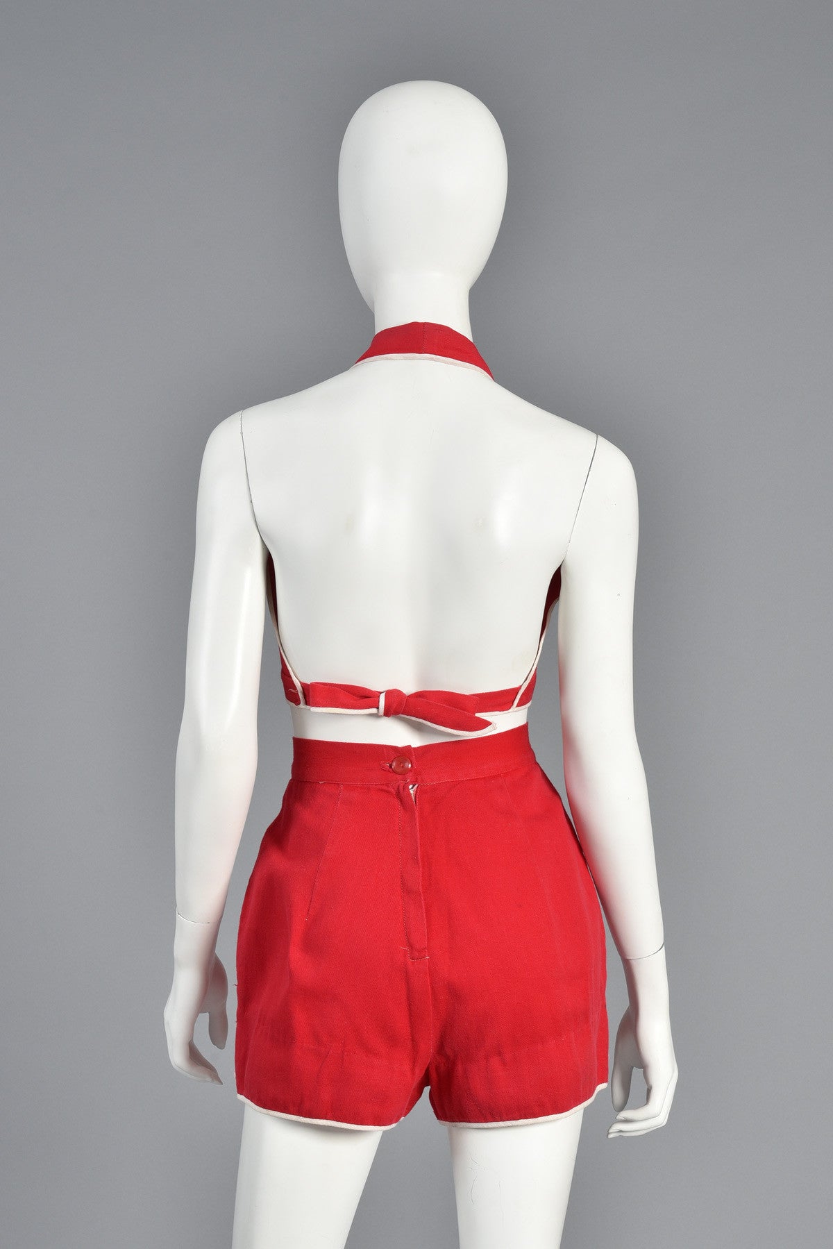 1940s 2 Piece Red Play Suit with White Trim | BUSTOWN MODERN