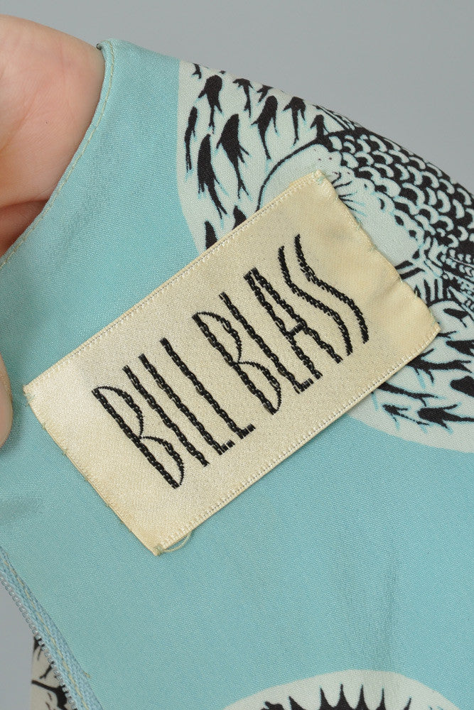 Bill Blass 1970s East-Asian Fish Silk Maxi Dress | BUSTOWN MODERN
