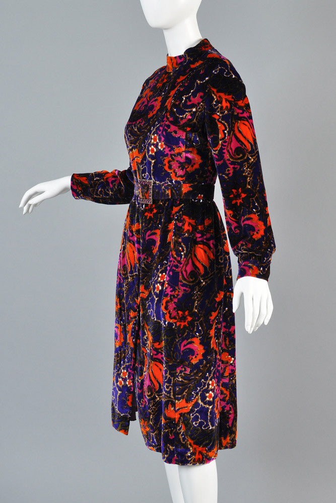 1960s Christian Dior Velvet Dress with Rhinestone Belt | BUSTOWN MODERN