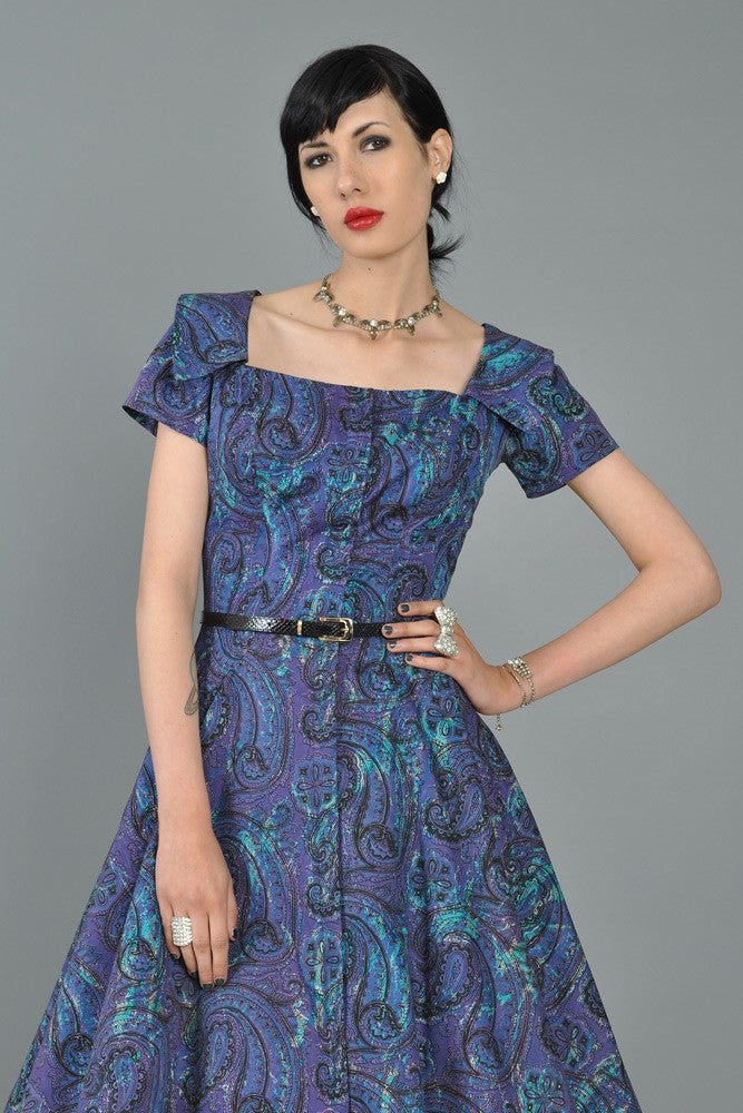 Estevez for Grenelle 1950s Paisley Print Party Dress | BUSTOWN MODERN