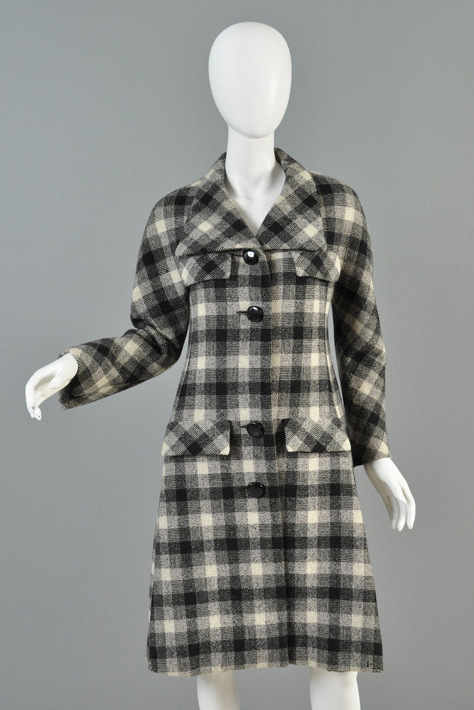 1960s Pierre Cardin Plaid Wool Coat | BUSTOWN MODERN