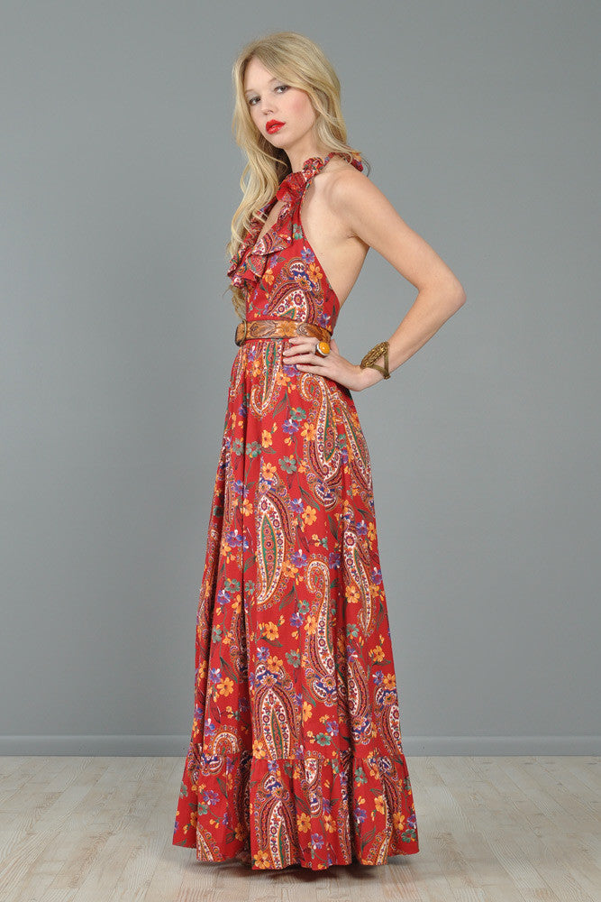 Neiman Marcus Cotton Bohemian Ruffled Maxi Dress | BUSTOWN MODERN