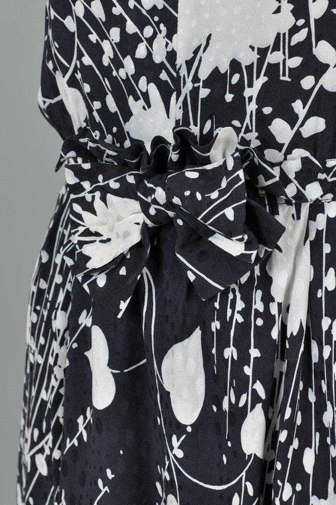 Valentino 1980s Silk Graphic Floral Day Dress | BUSTOWN MODERN