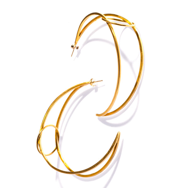 Large Hina Crescent Hoops Brass