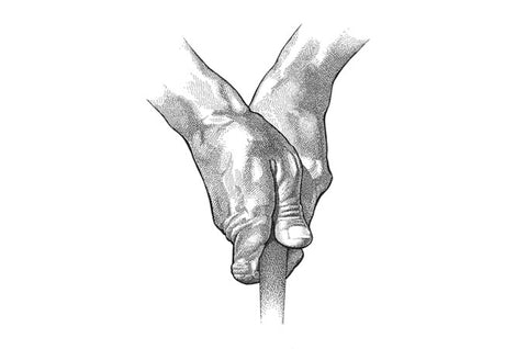 Pencil drawing of a proper golf grip