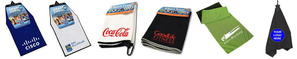 Golf towels with corporate brand logos