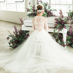 Isla Embroidered Floral Top & Cora Floral & Crystal Headpiece by Camilla Christine Bridal Accessories & Wedding Jewelry