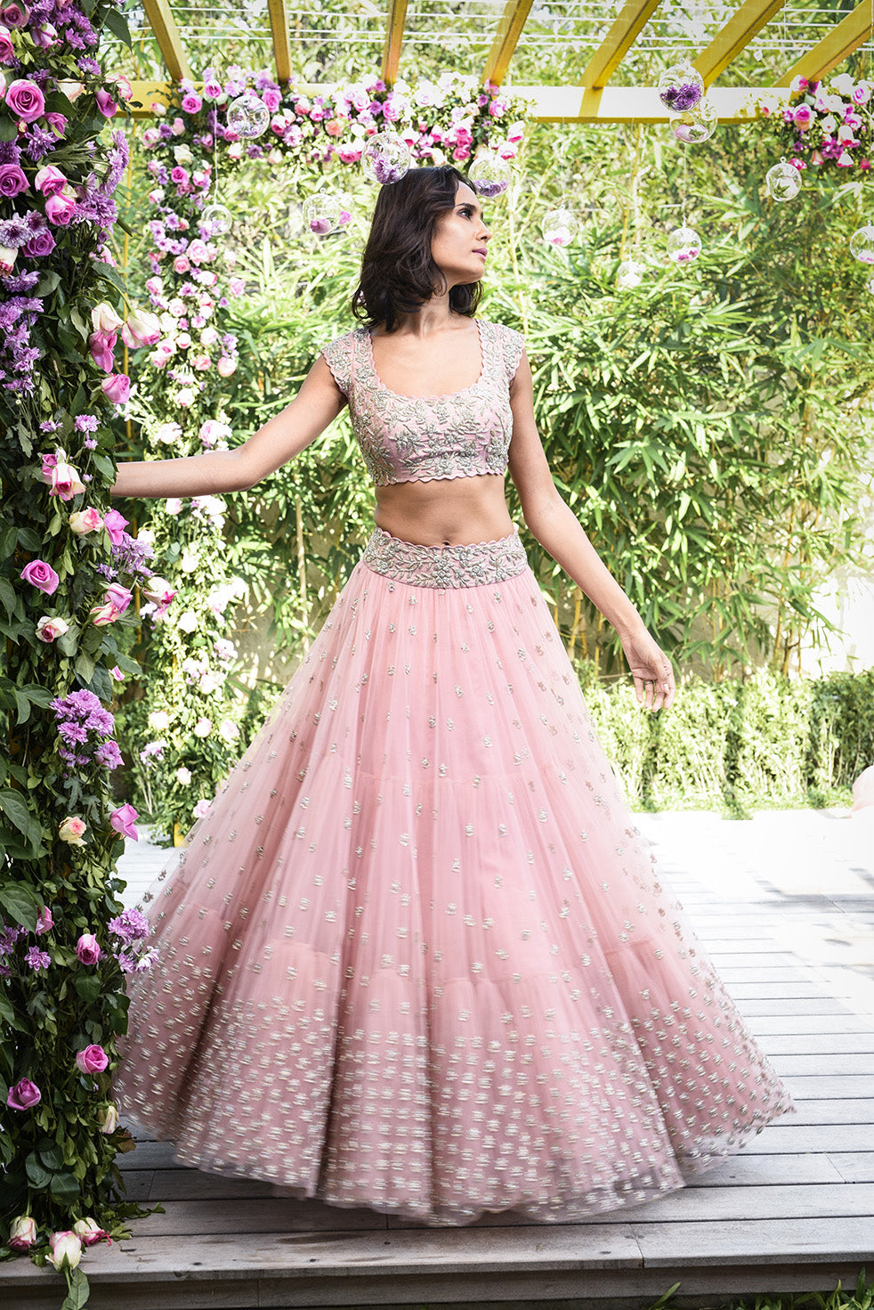 bridal lehenga in baby pink colour