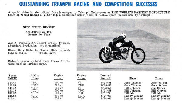 Triumph Pre Unit World's Fastest at Bonneville