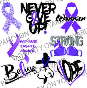 DIY 4 ' x 4' Sheet - Beat Cancer - Purple - Coroplast - FREE Shipping - Never Give Up! Warrior! Be Strong!