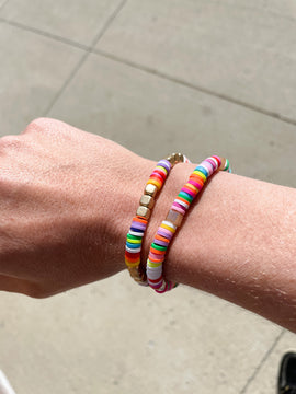 Rainbow Bead Disk Bracelet