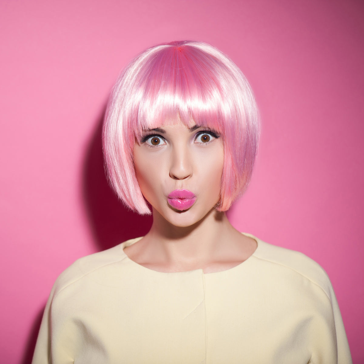 Short Pink Wig Breast Cancer Synthetic Bob – Kelly Bee Boutique