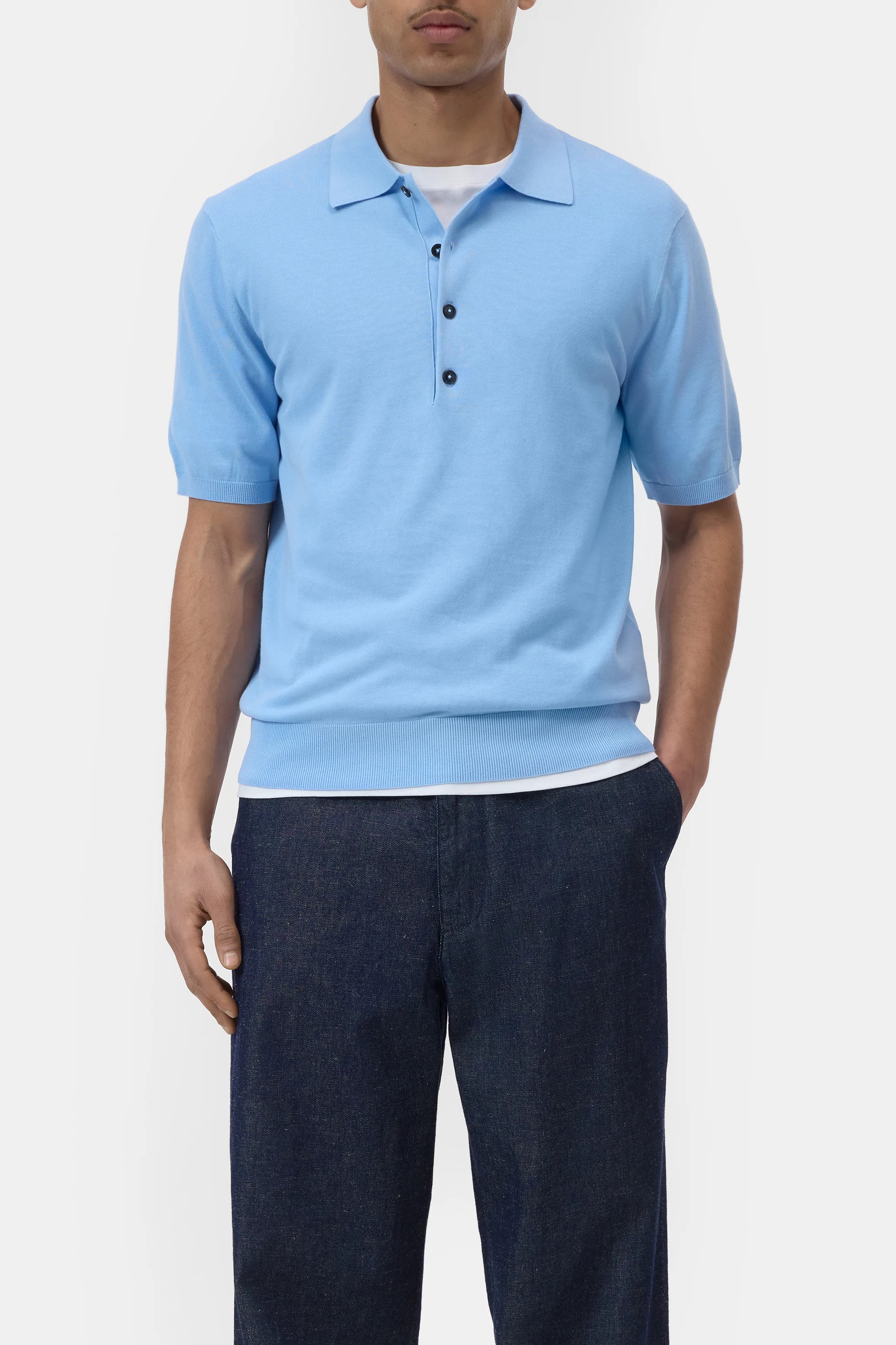 Closed Blue Cotton Short Sleeve Polo Shirt
