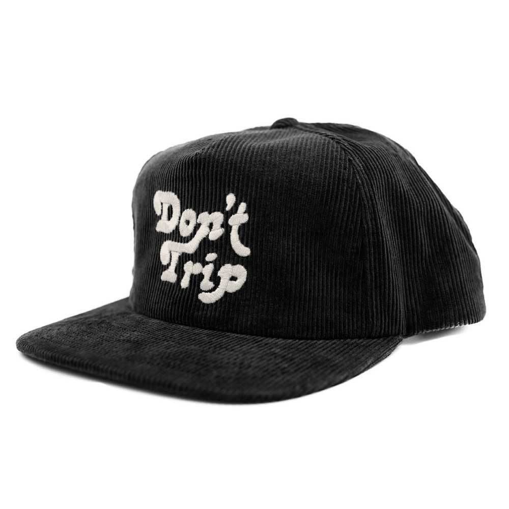 Free and Easy Don't Trip Corduroy Snapback Black Flat Brim Hat