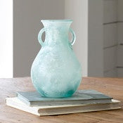 Glass Vase w Handles Seafoam Med