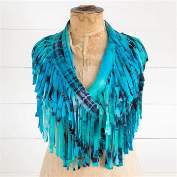 Scarf Infinity Fringe Turq Navy