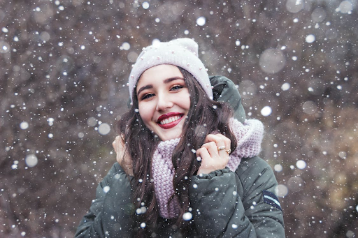 Happy woman during winter