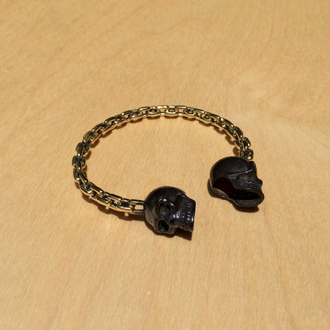 Two Skull and Chain Brass Bracelet | Monserat De Lucca