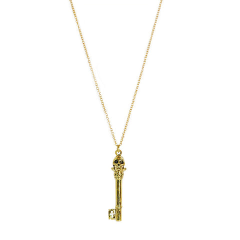 Skull Key Brass Necklace | Monserat De Lucca