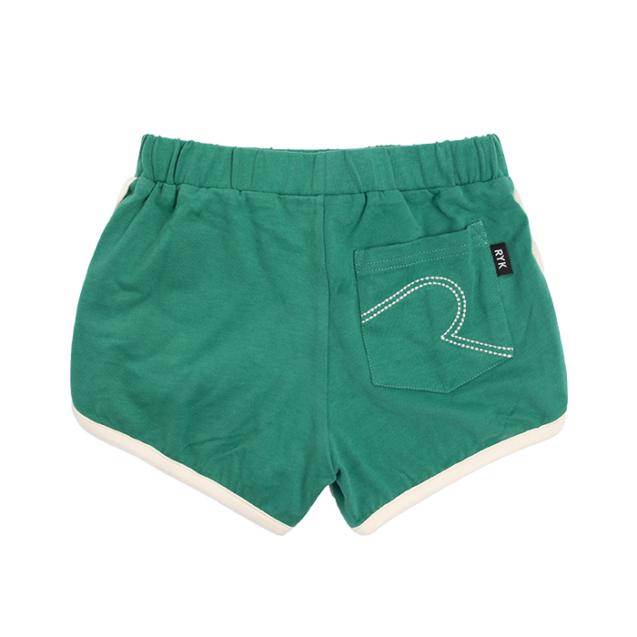 green jogger shorts