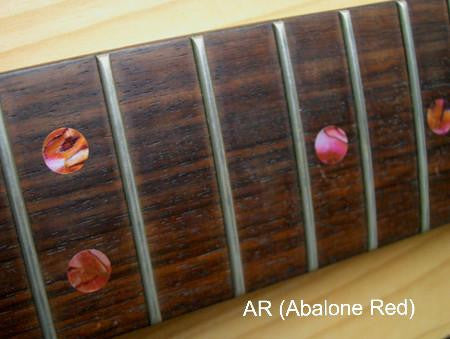 Custom Dot Fret Markers - Inlay Stickers for Guitars, Bass & Ukuleles AR (Abalone Red)