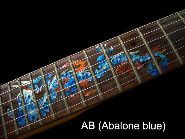 Custom Dot Fret Markers - Inlay Stickers for Guitars, Bass & Ukuleles AB (Abalone Blue)