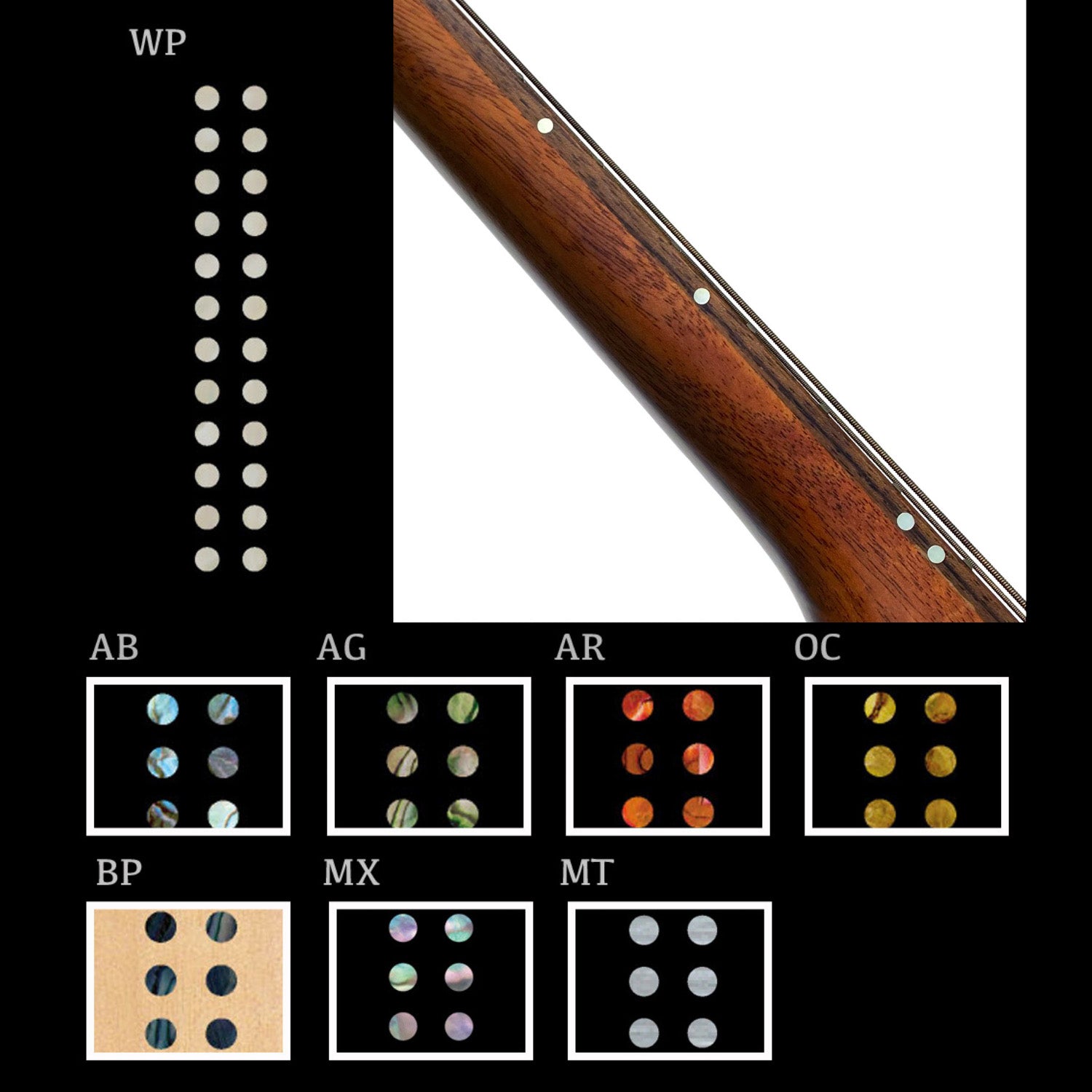 1/8 Small Side Marker Dots for Fretboards BP (Black Pearl)