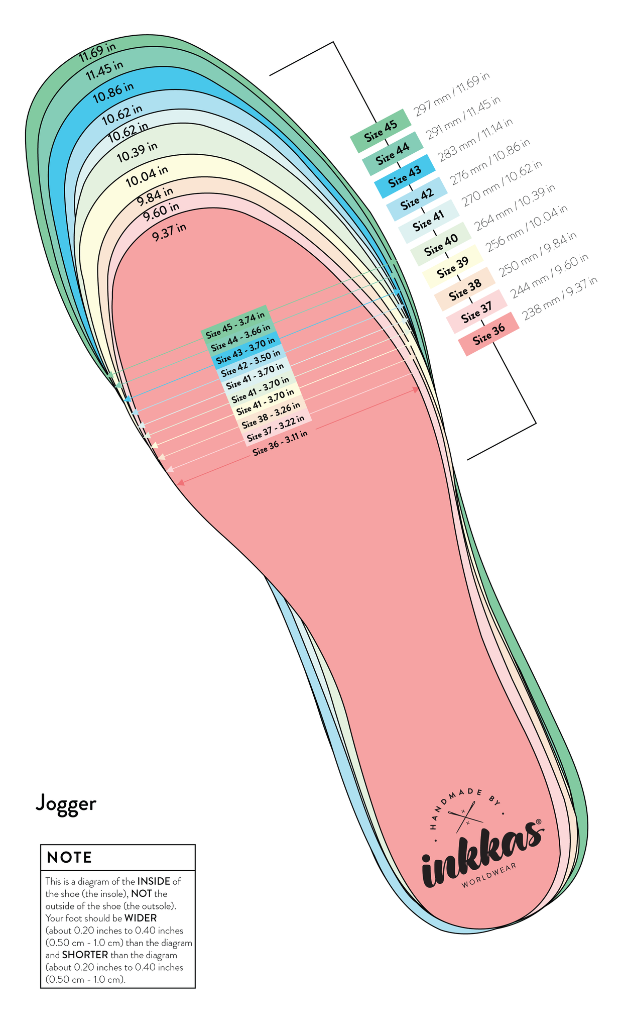 Jogger Size Chart - Inkkas - Global Footwear