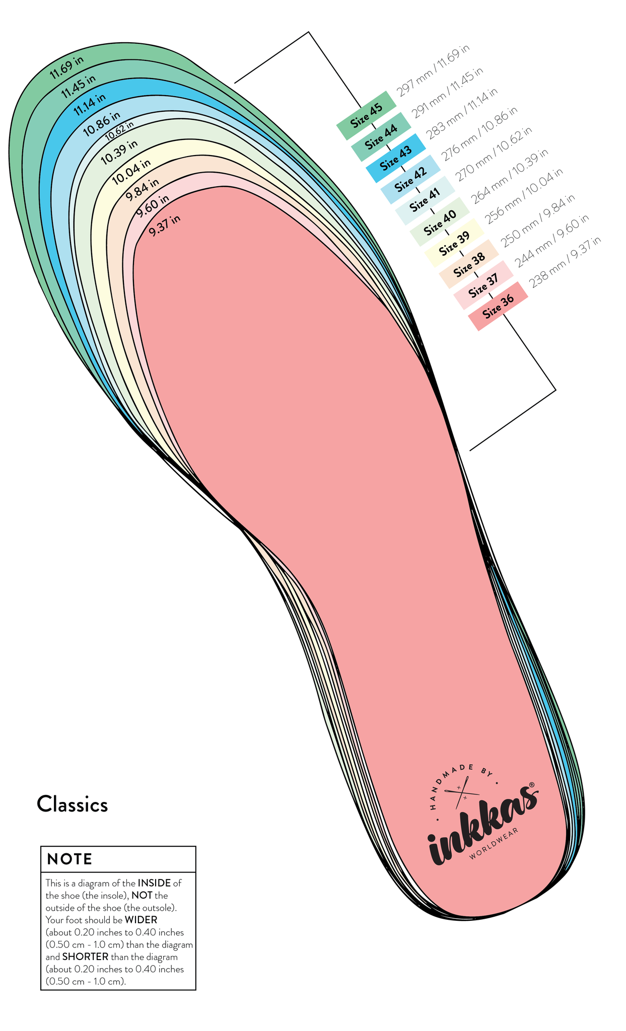 Classics Size Chart Inkkas Global Footwear