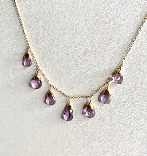#228 7 amethyst drops necklace - Rafia
