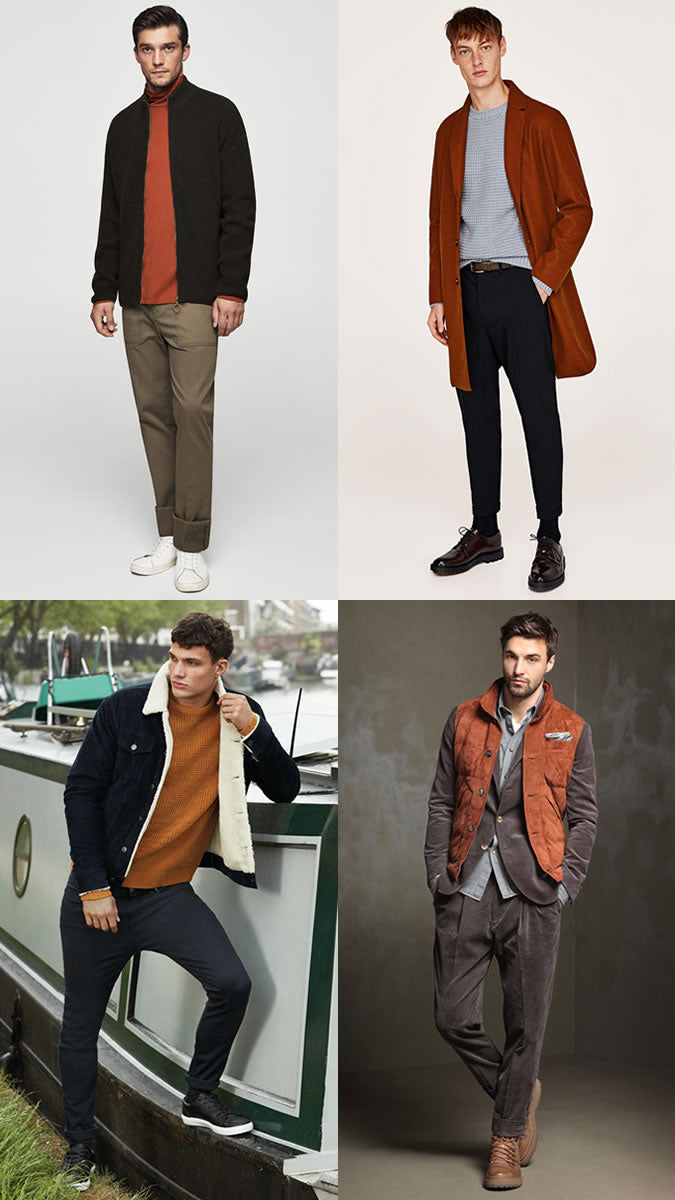 Burnt orange color outfit Ideas for men