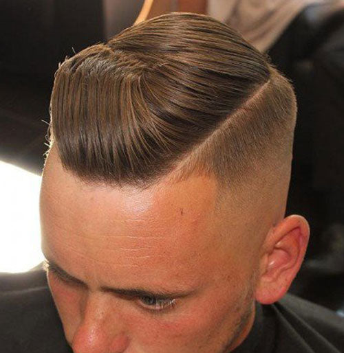 Angled Comb Over Fade + Hard Part