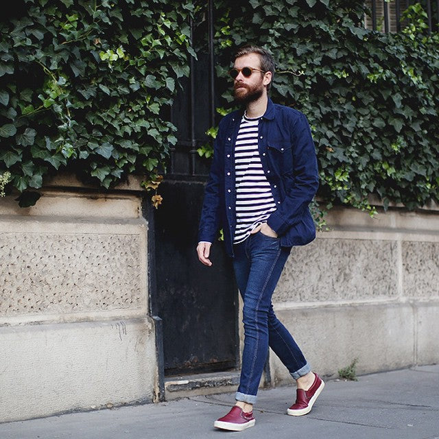 Men Blue Stripe T-Shirt