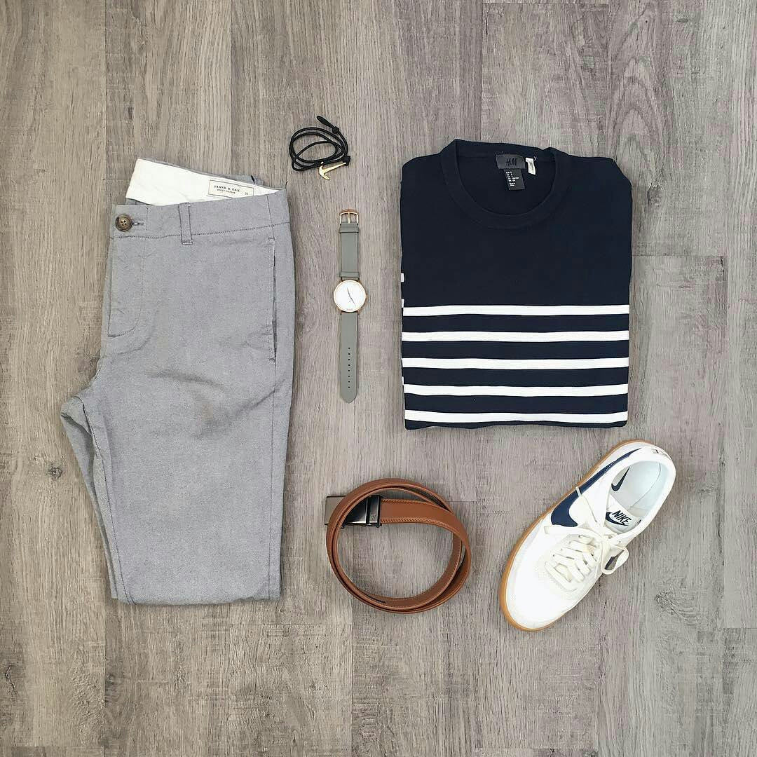 Stripe T-shirt Outfits For Men - LIFESTYLE BY PS