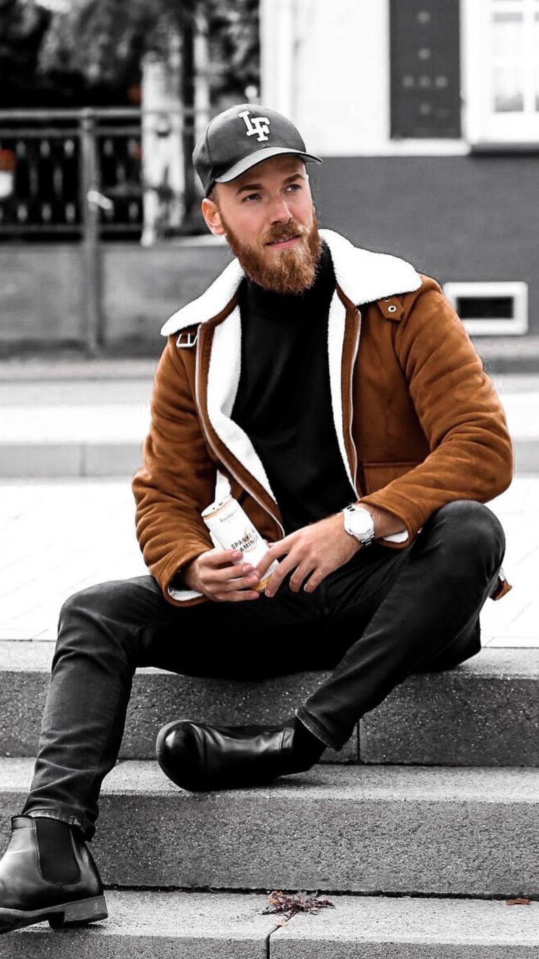 Looking for some cool street style inspo? Look no further. Follow this guy and copy how he dresses to look your best. #street #style #mens #fashion