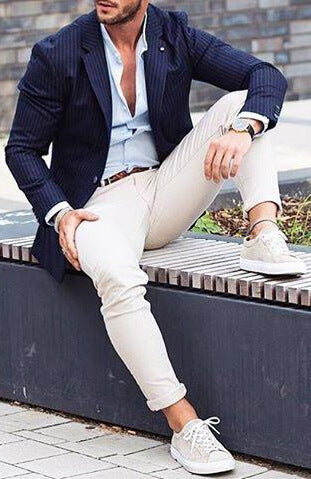 white shoes with blazer