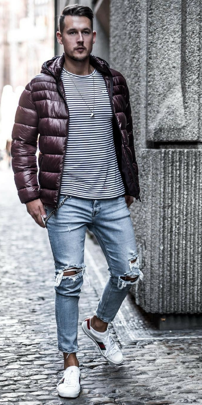 Ripped jeans outfit ideas for men #rippedjeans #mensfashion #streetstyle