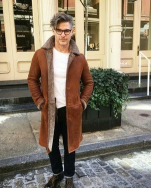 Shearling Coat With T-shirt