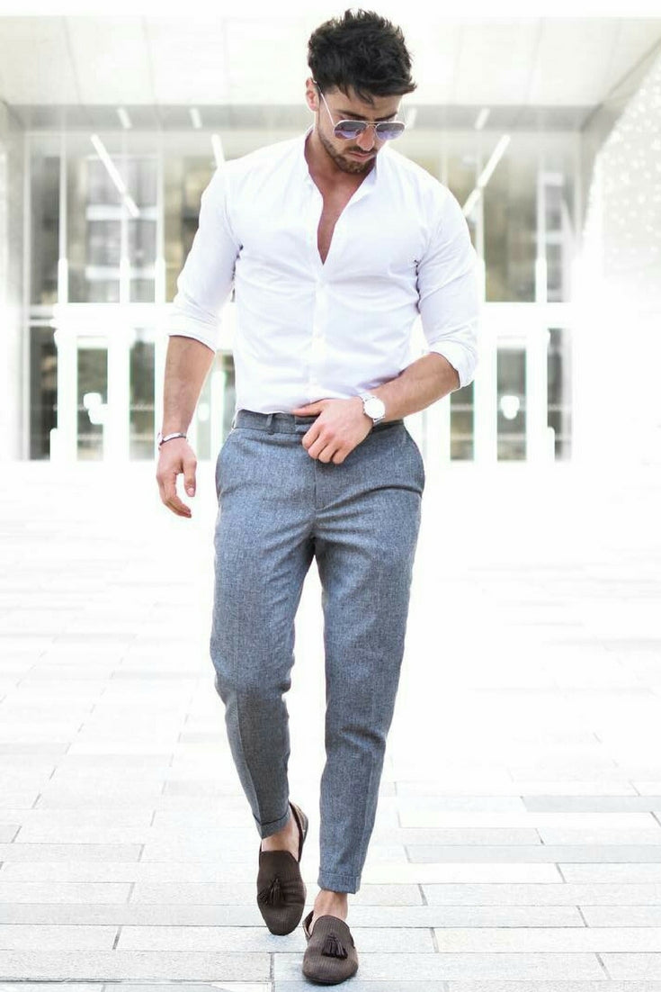 TIPS FOR MEN TO STYLE GREY TROUSERS   GROOM SHROOM