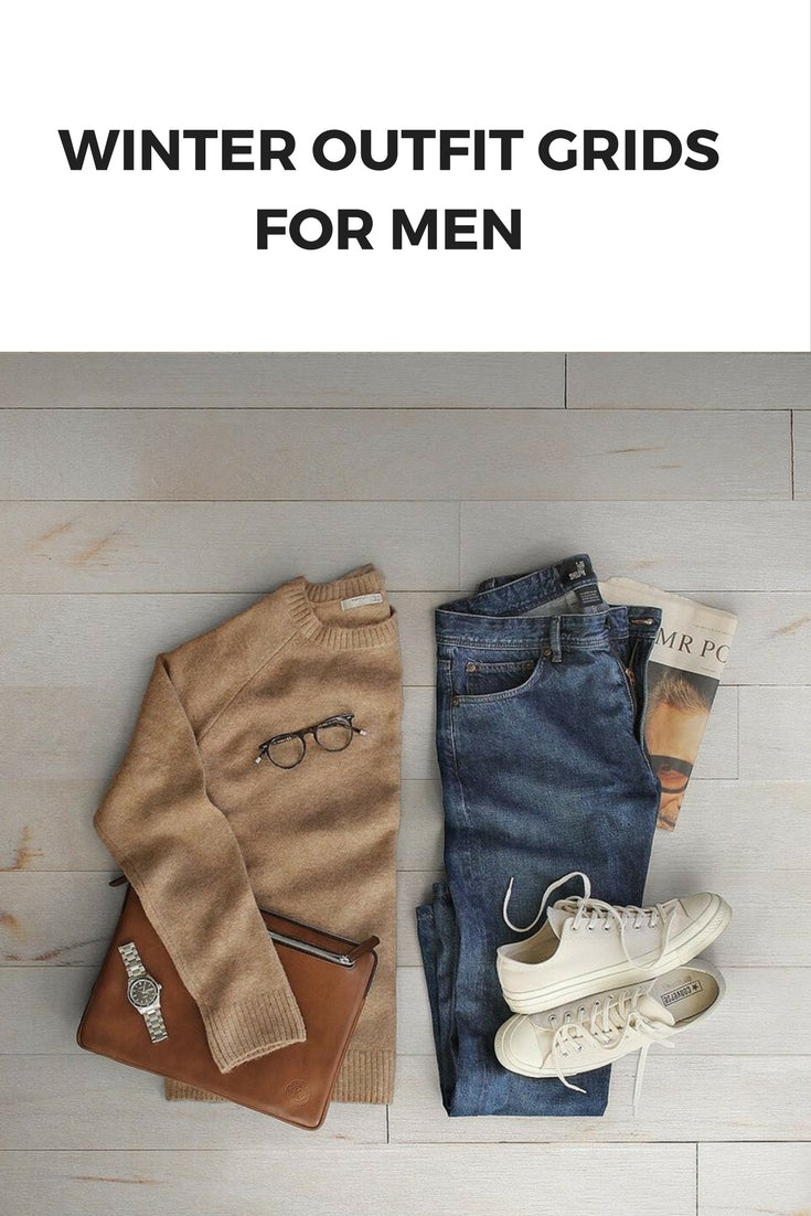 Winter outfit grids for men #mensfashion #outfitgrids #fallfashion 
