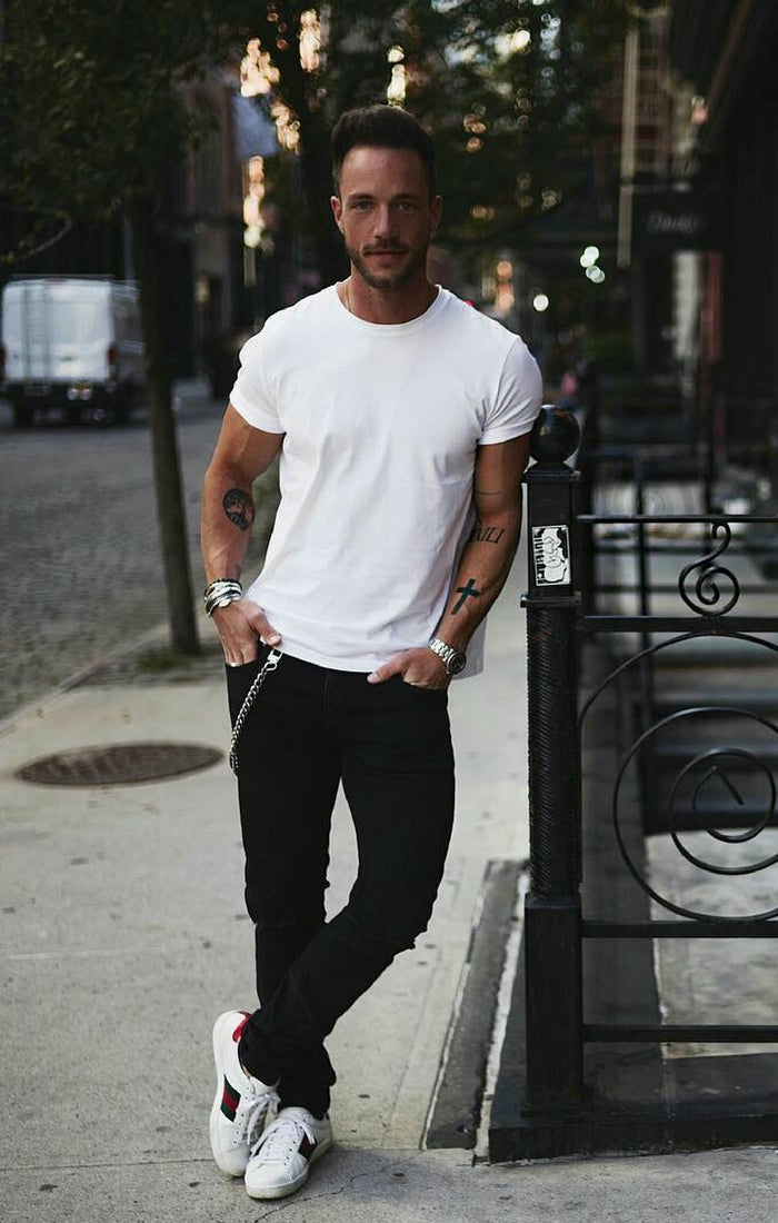 white t-shirt outfit ideas for men. #mens #fashion #style