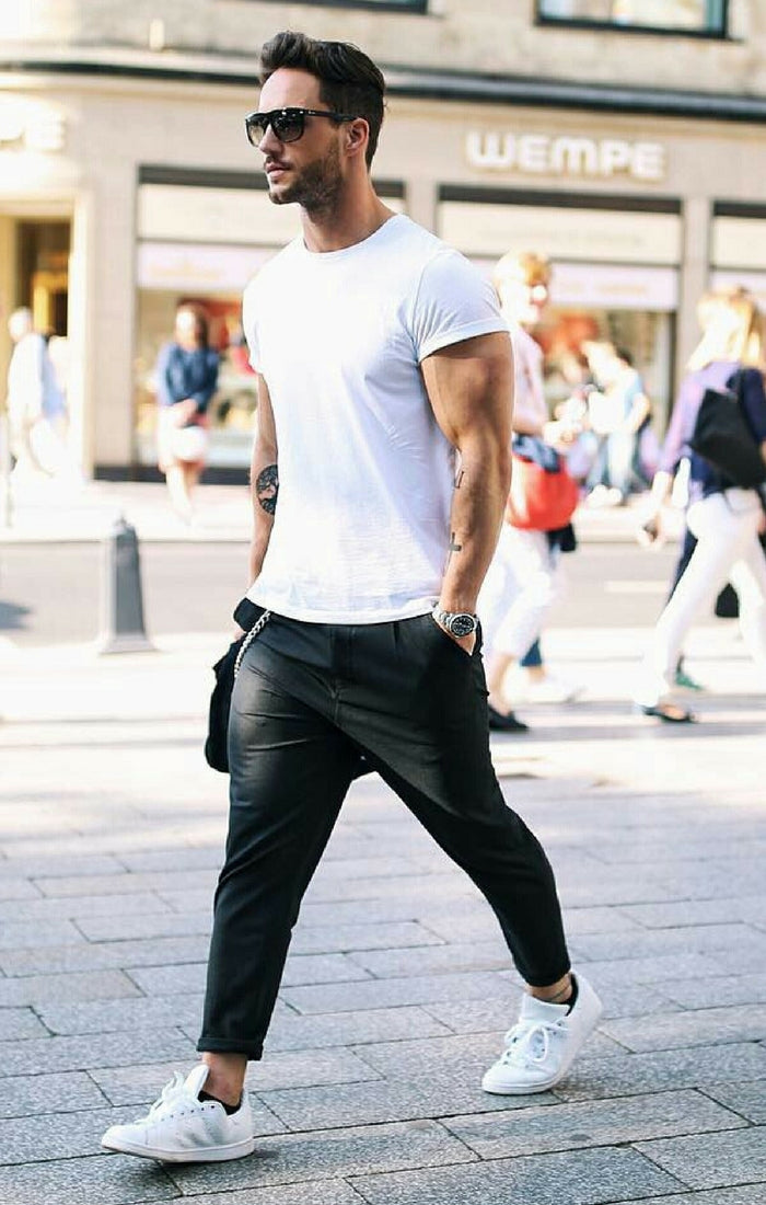 white t-shirt outfit ideas for men. #mens #fashion #style