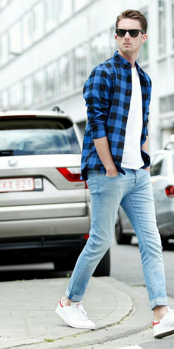 white t-shirt & jeans outfits for men