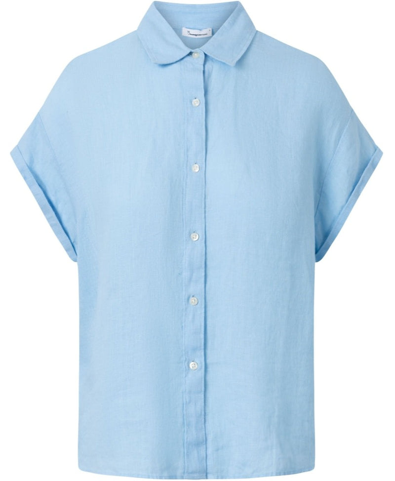 KCA 2090004 Aster fold up short sleeve linen shirt 1377 Airy blue women