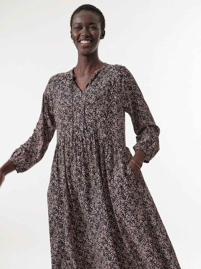 LANIUS 13337 Maxi dress print minimal black women