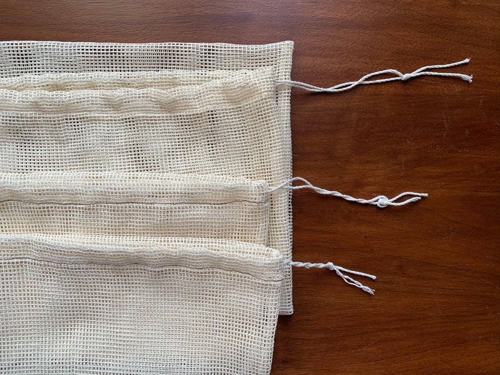 the simplest organic cotton mesh reusable produce bag- DIY