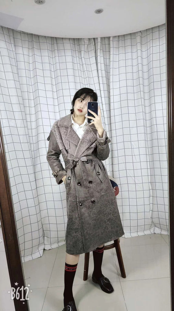 gray wool coat, warm coat, women coat 