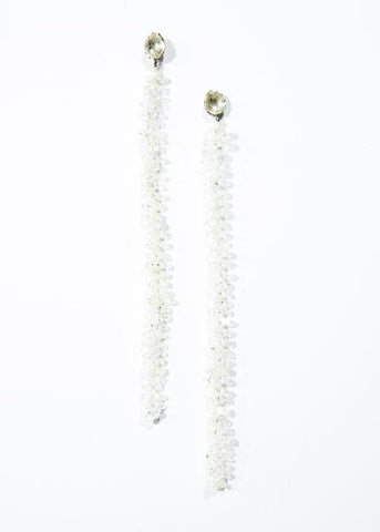 Herkimer Diamond & Faceted Moonstone Macramé Earring on Rose cut Diamond Posts ( 5.5")