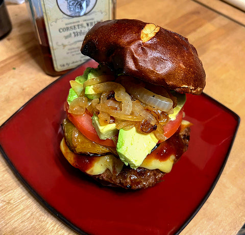 Buffalo Burger with Onions &  Peppers