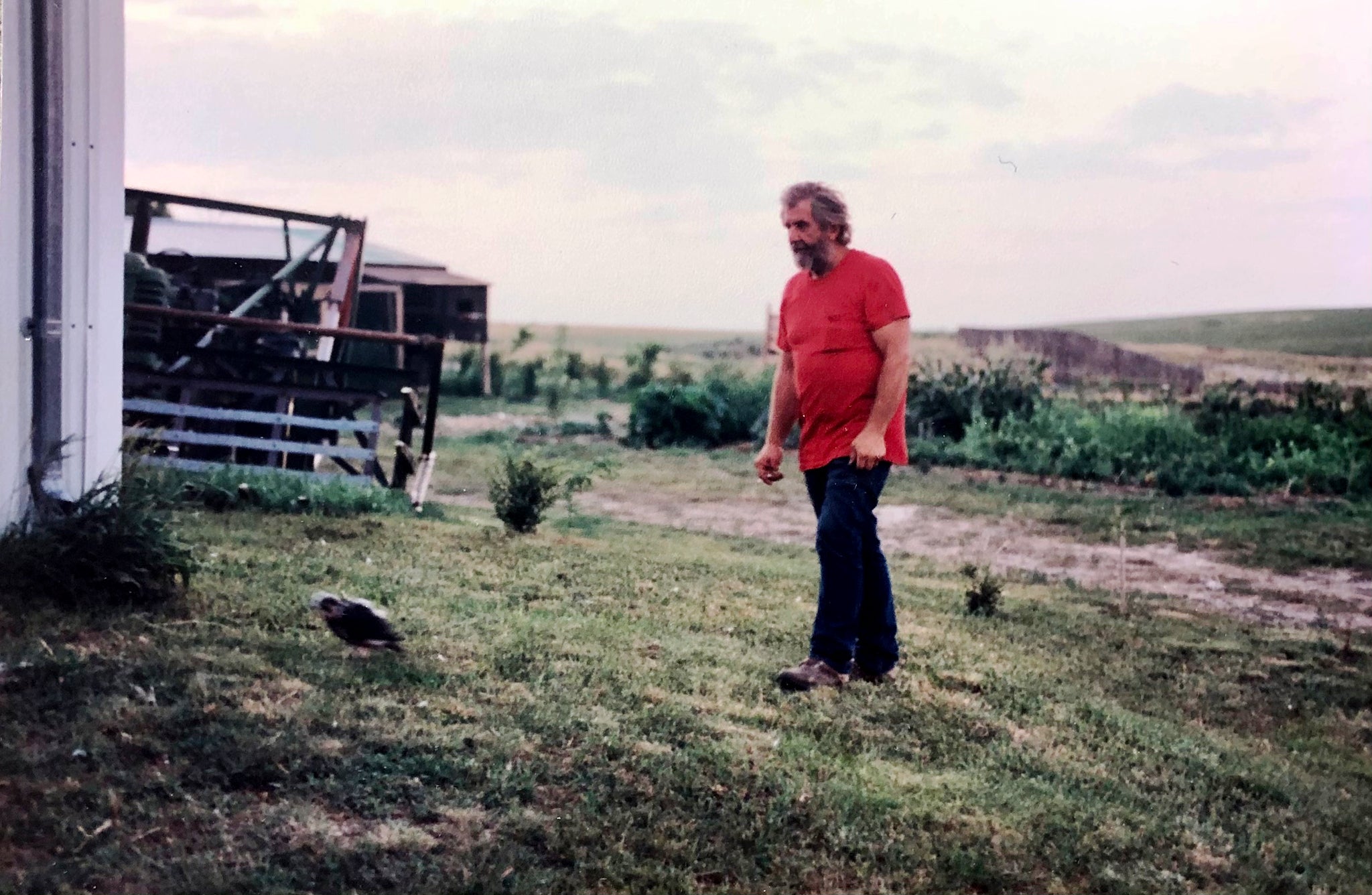 Erney walking on the prairie